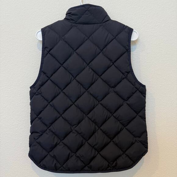 Women’s J. Crew‎ Navy Quilted Down Puffer Vest Gold Accents Pockets PL Petite L - Picture 2 of 8